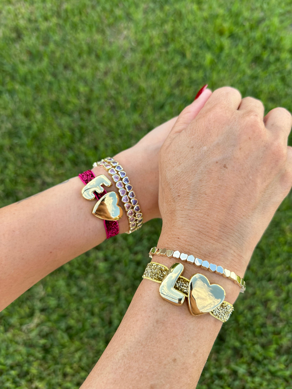 Glitter Initial Stretch Bracelet