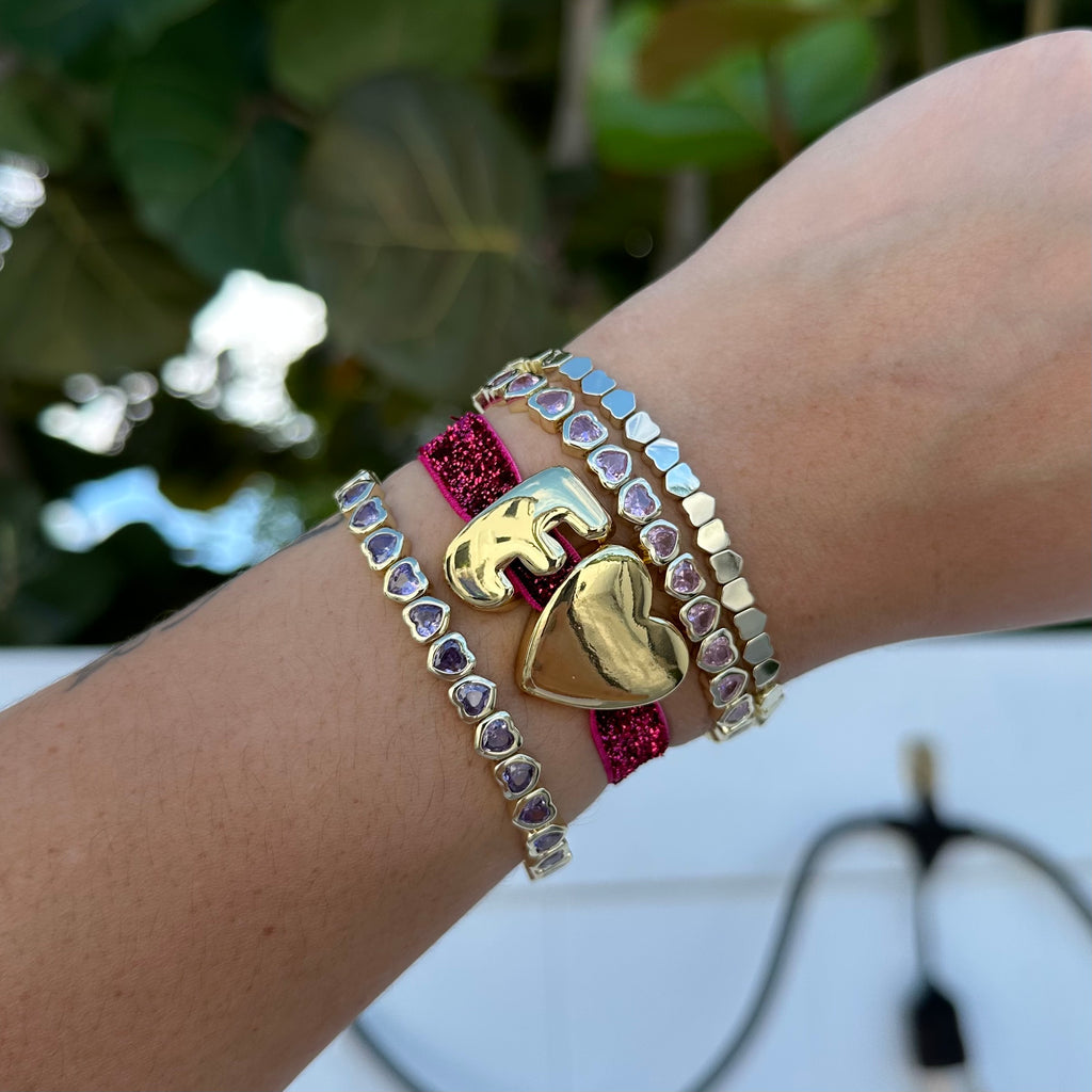 Glitter Initial Stretch Bracelet