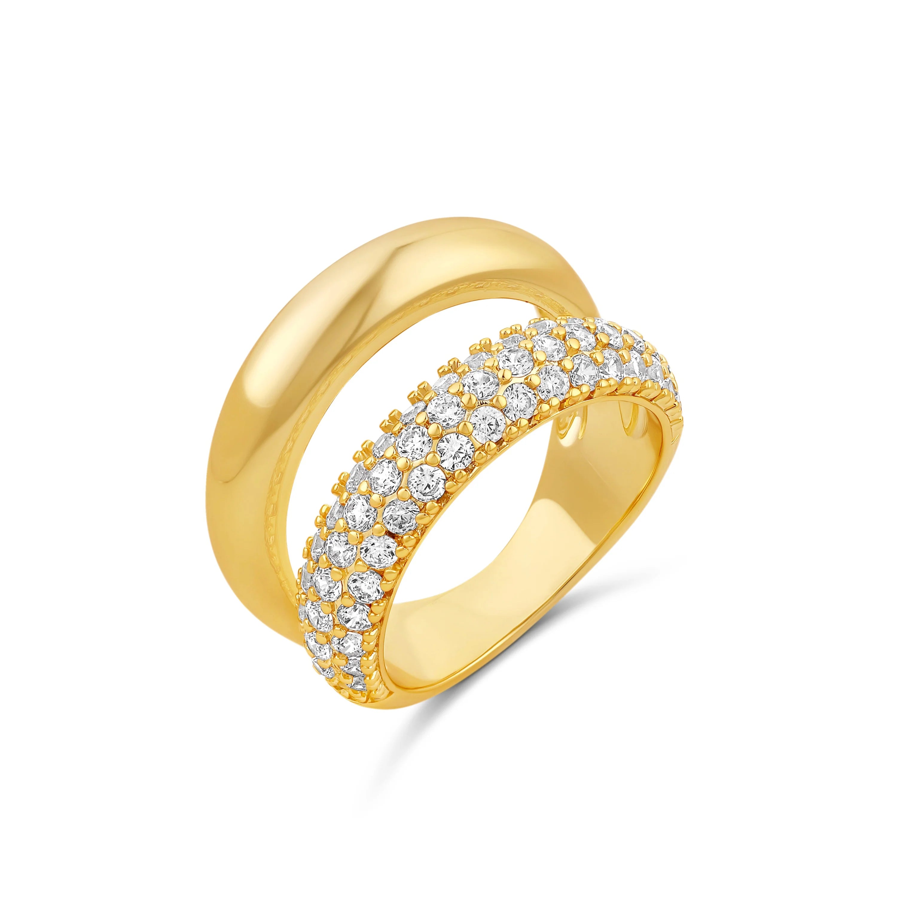 Double Solid and Pave Ring