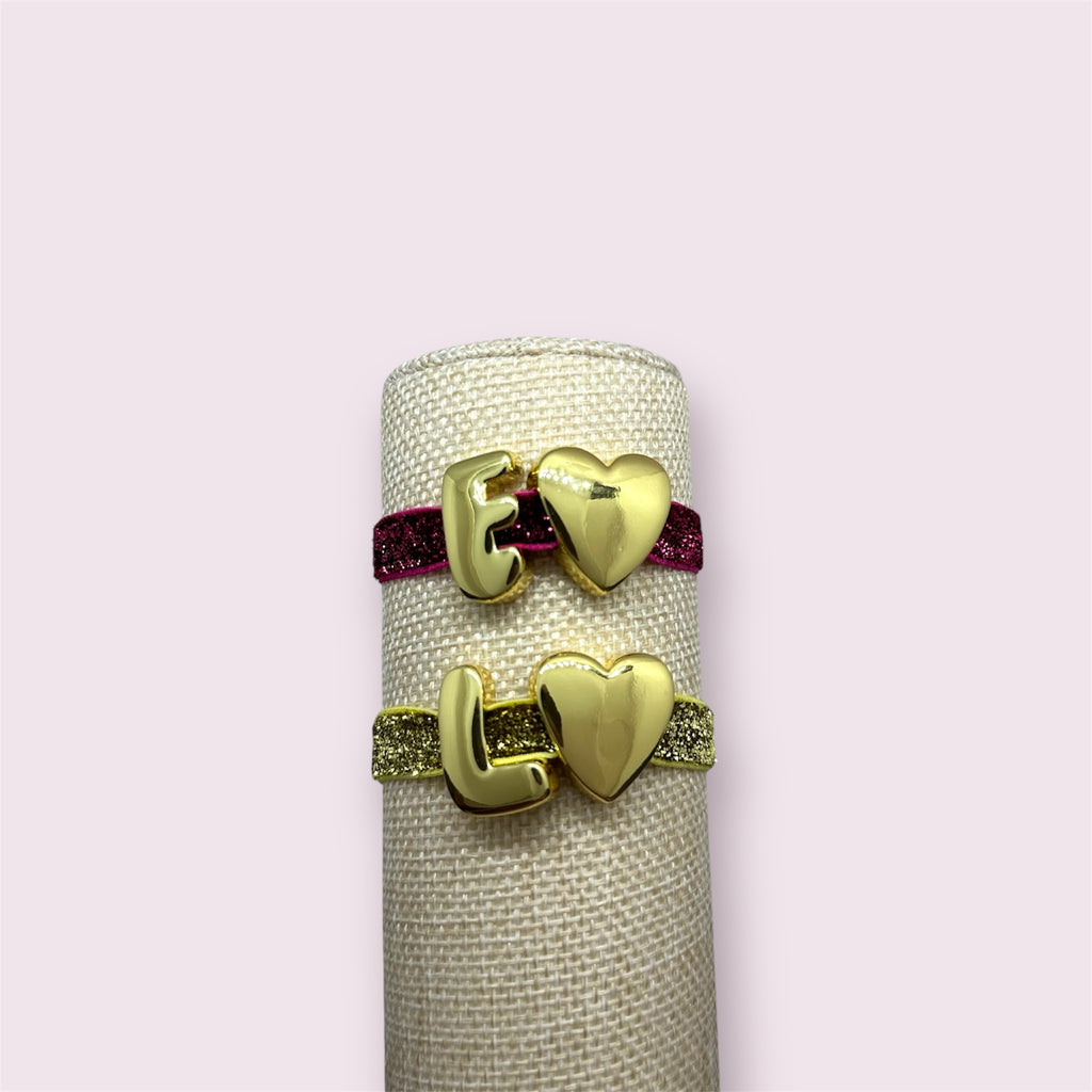Glitter Initial Stretch Bracelet
