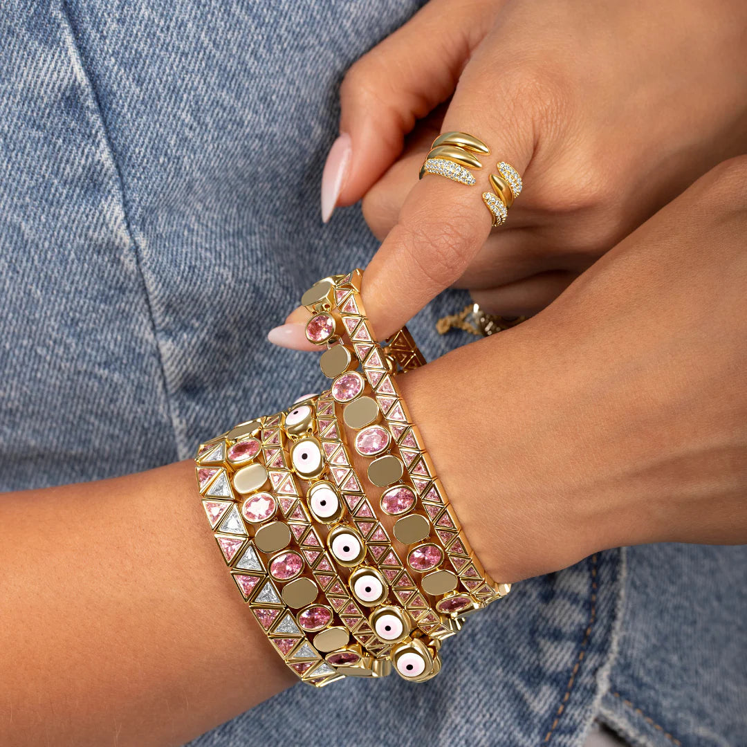 Mini Pink Triangle Stretchy Bracelet