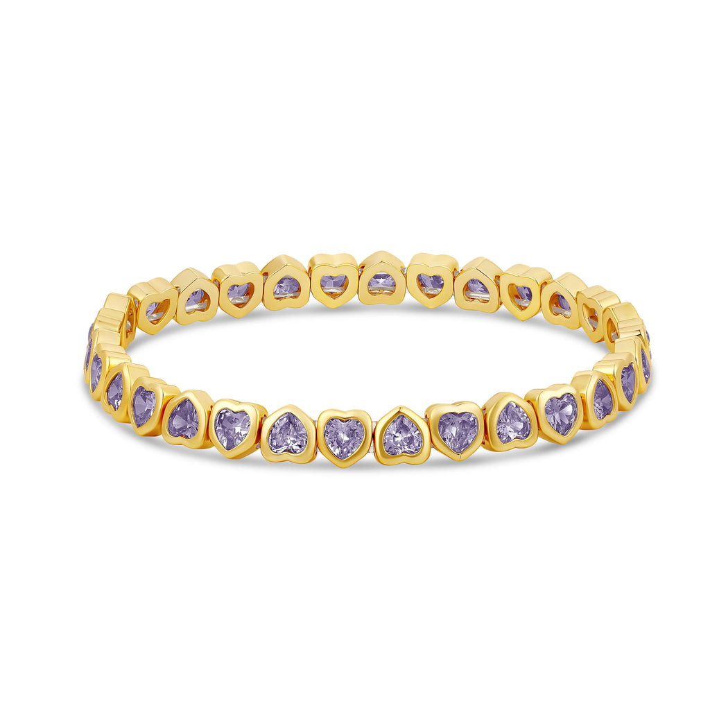 Mini Purple Stretchy Bezel Heart Bracelet