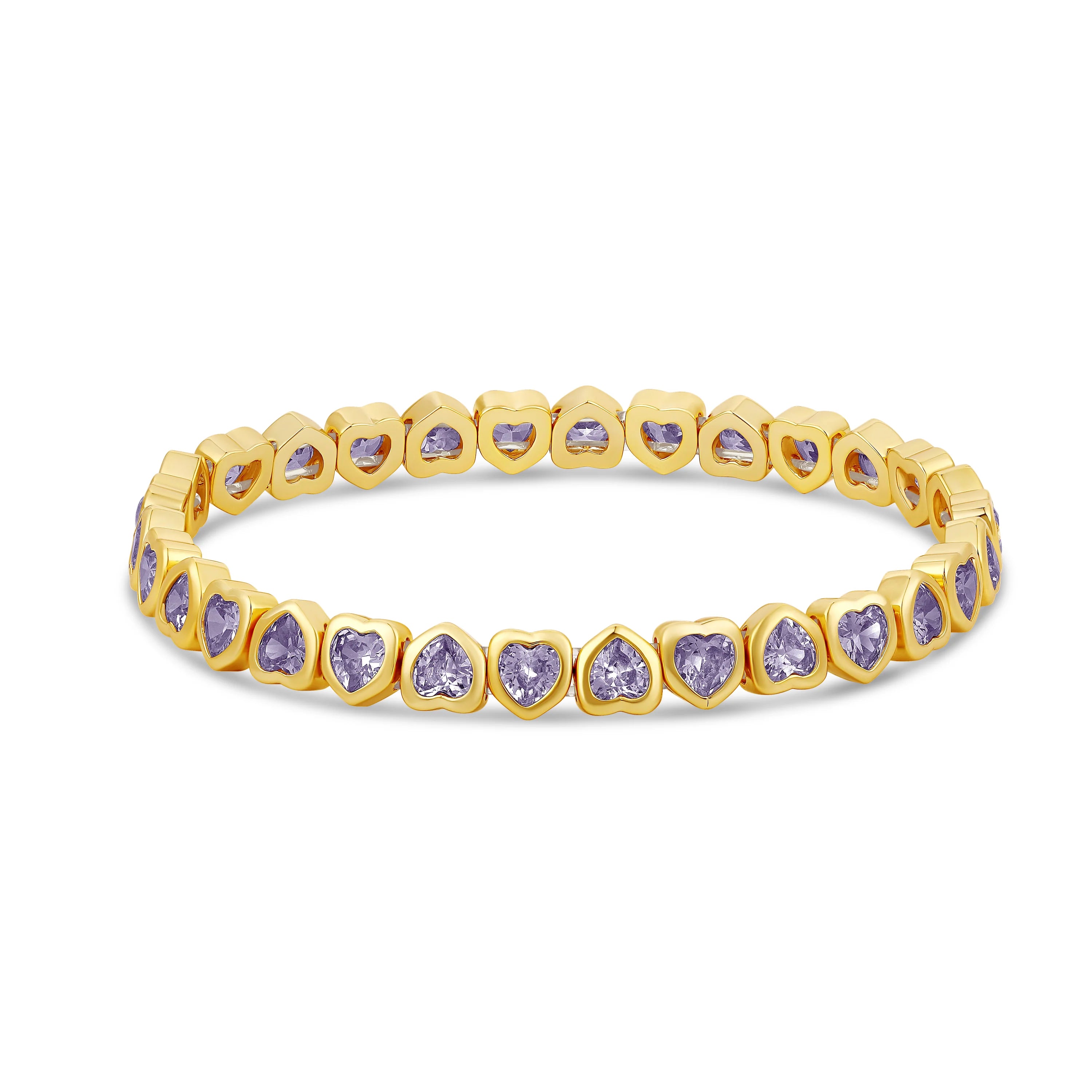 Mini Purple Stretchy Bezel Heart Bracelet