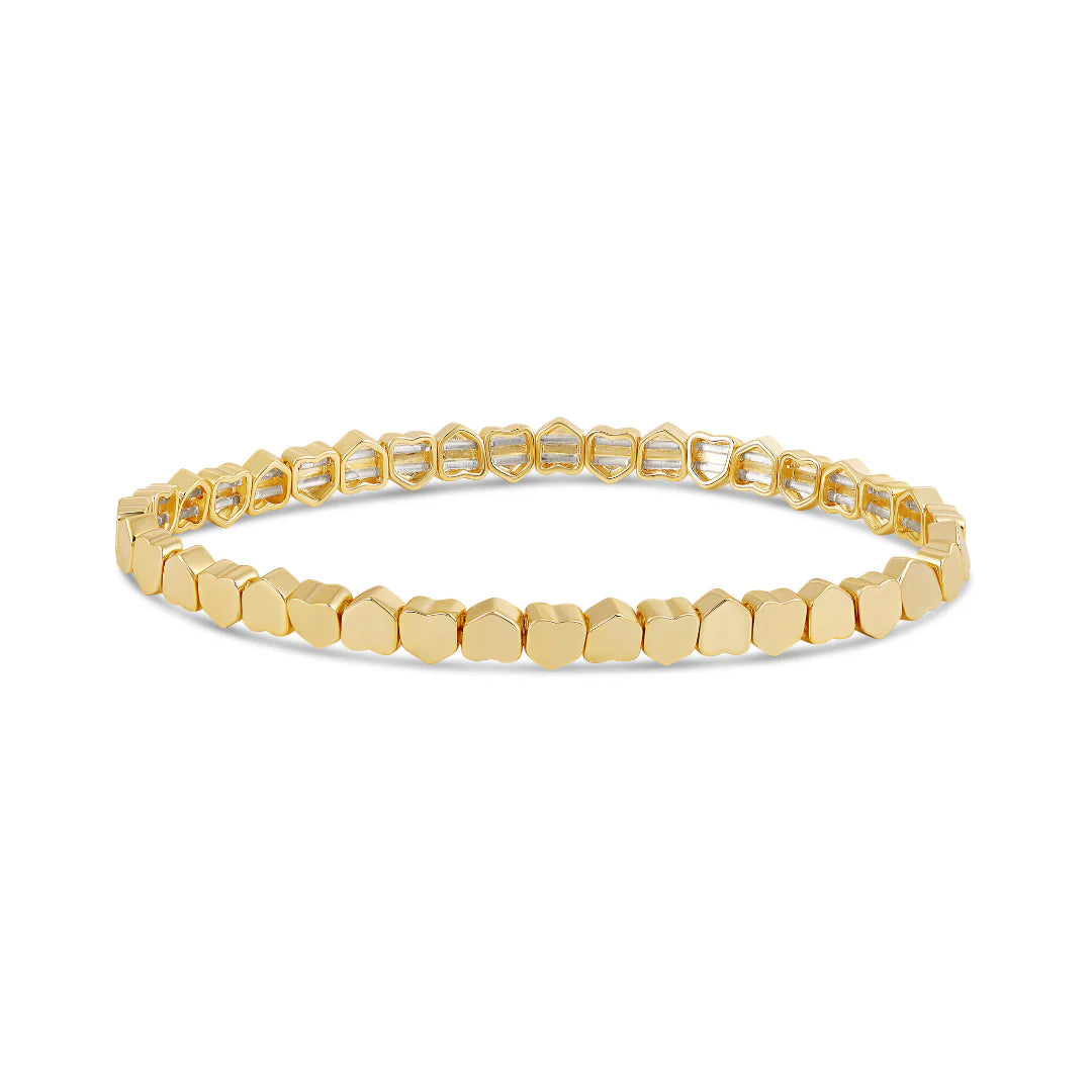 Mini Solid Stretchy Bezel Heart Bracelet