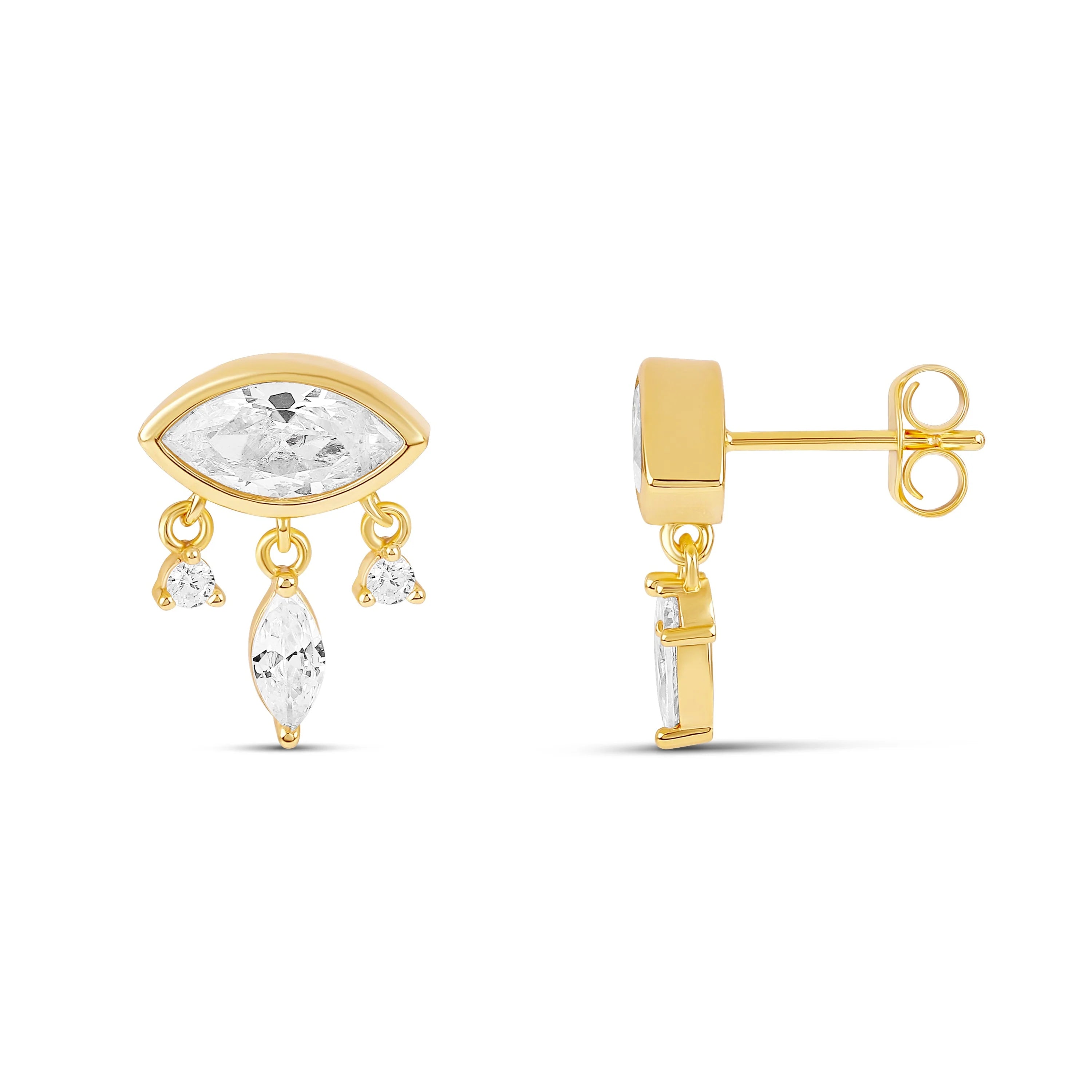 Oval Bezel Drop Studs
