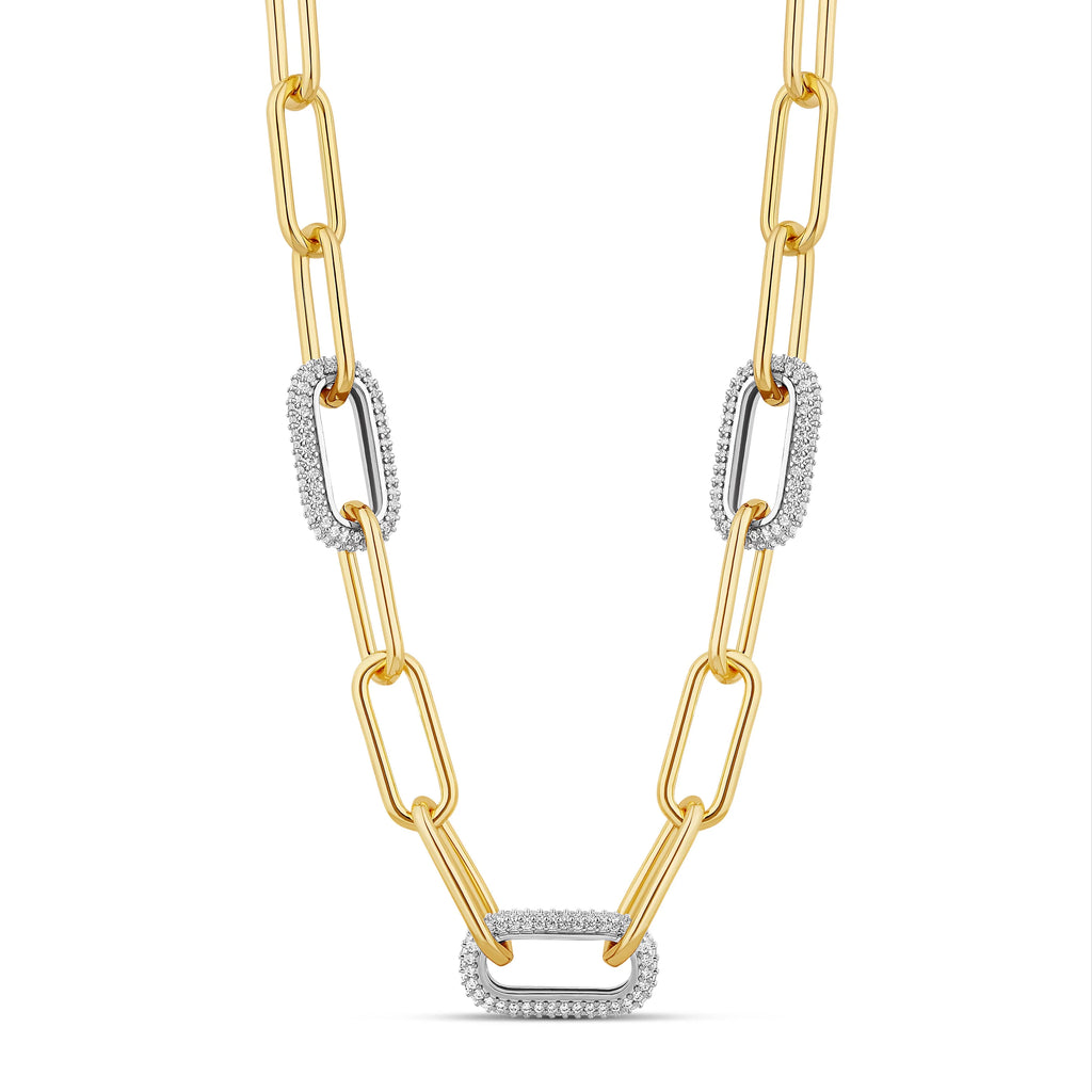 Pave Link Paperclip Necklace