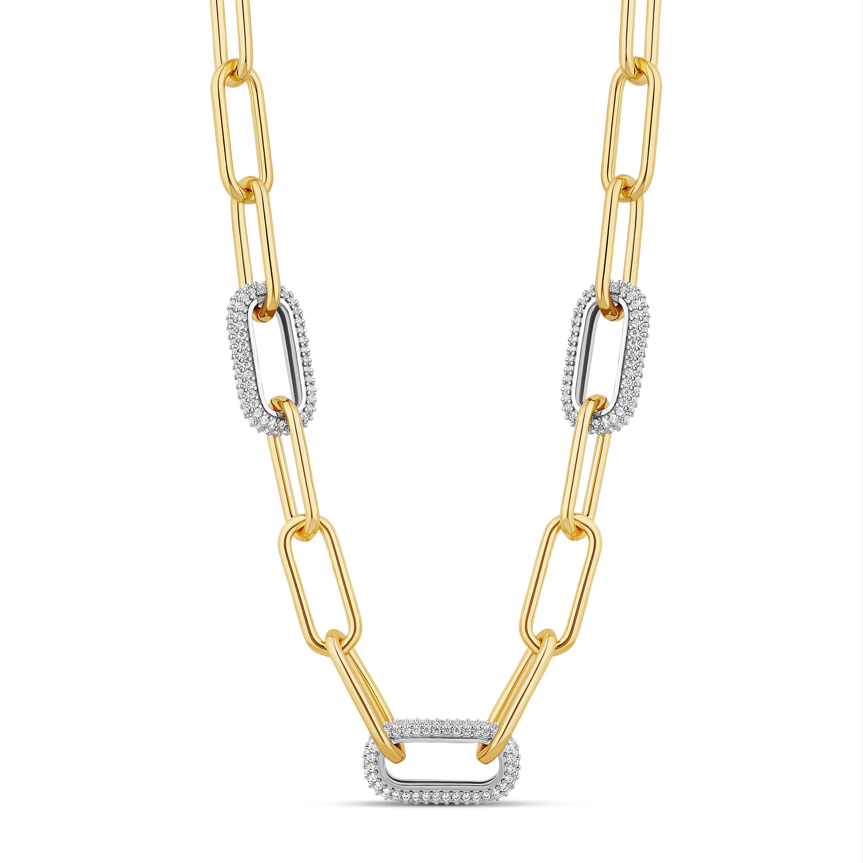 Pave Link Paperclip Necklace
