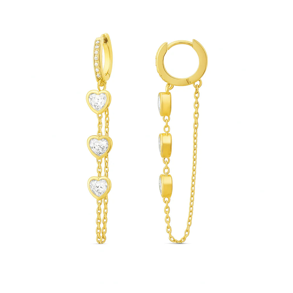 Sparkle Heart Chain Huggies