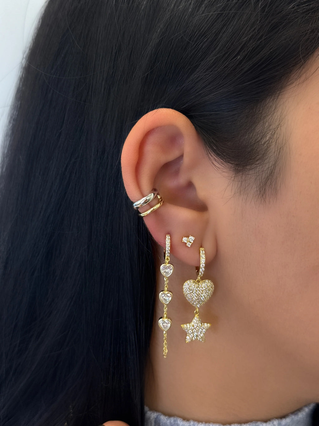 Sparkle Heart Chain Huggies