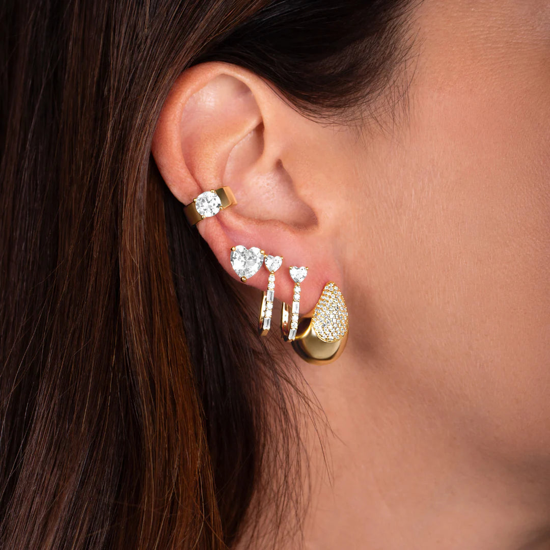 Stone Heart Rectangle Huggies